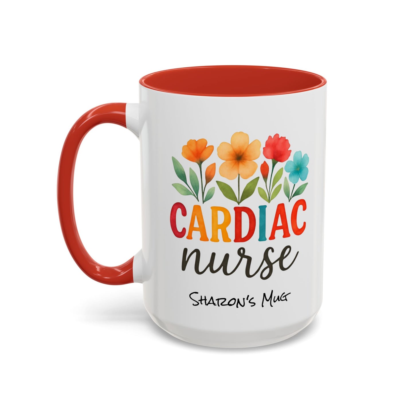 Cardiac Nurse Floral Watercolor Accent Coffee Mug, CVICU Nurse Mug, Cardiac Nurse Gifts, Cardiac ICU Nurse