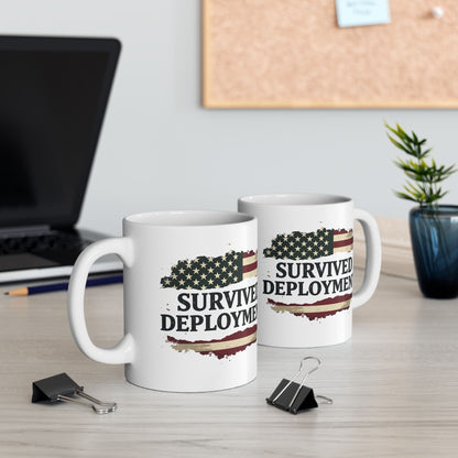 National Guard Survived Deployment Flag Mug, Army National Guard, Veteran Appreciation Gift, Military Coffee Cup