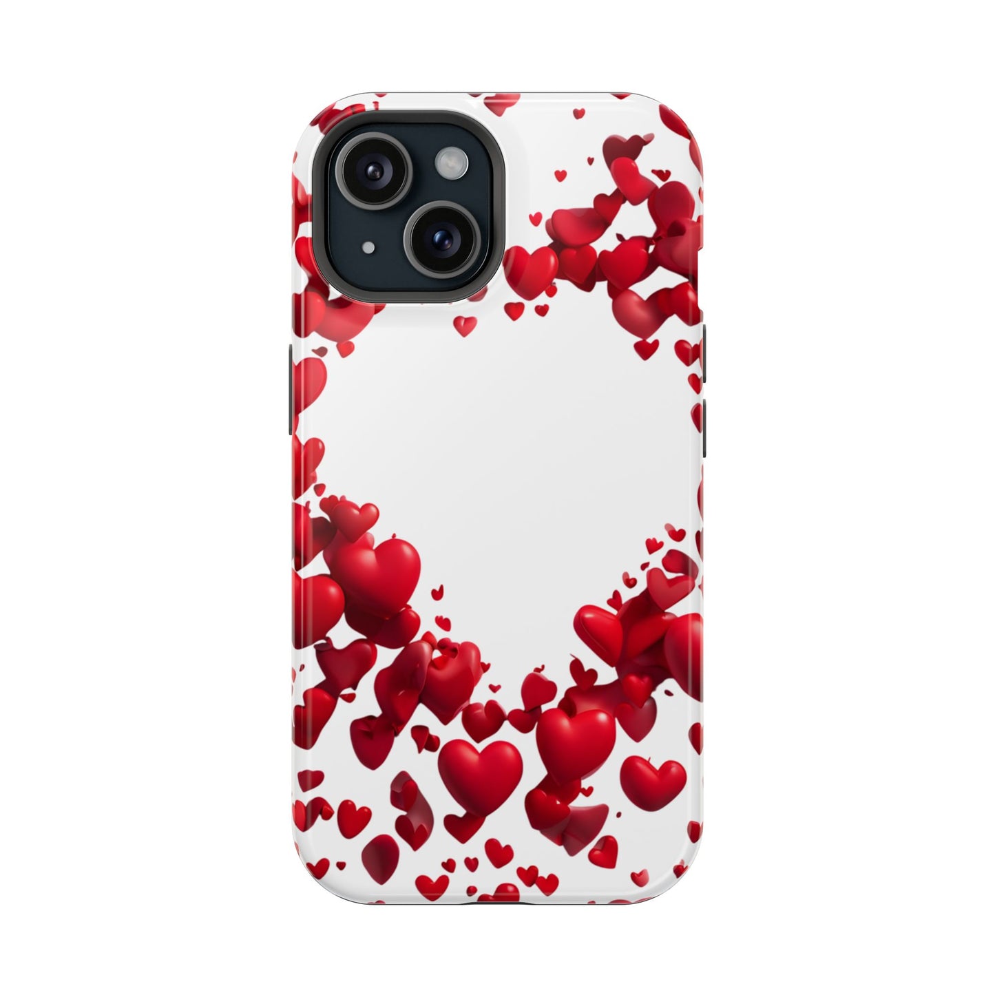 Heart-Shaped Heart Motif Magnetic Tough iPhone Case, Love Themed Phone Cover, Valentine's Day Gift,  Romantic Phone Case