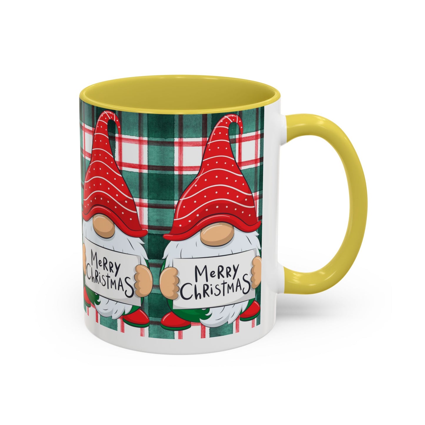 Plaid Merry Christmas Gnome Mug, Red Plaid Holiday Coffee Cup, Festive Gnome Lover Gift, Cute Hot Cocoa Mug, Winter Christmas Drinkware