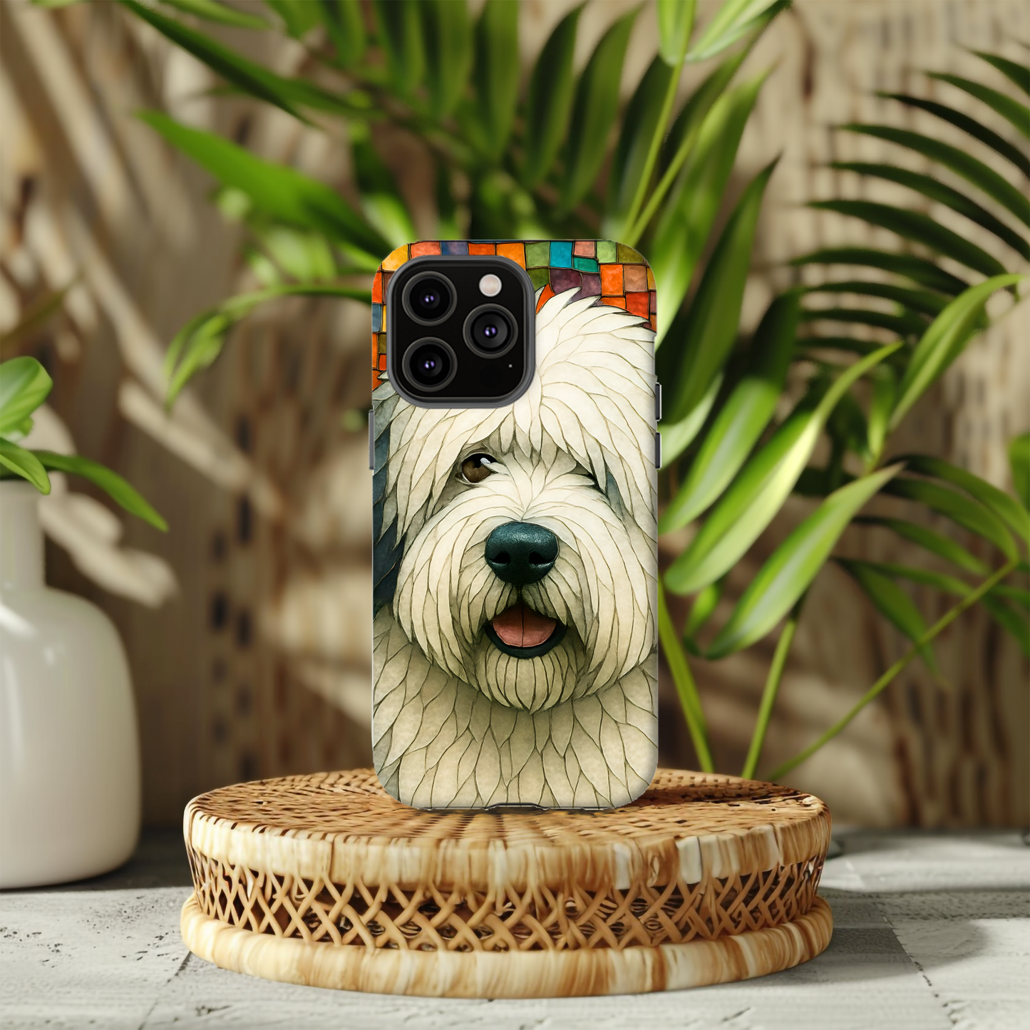 Old English Sheepdog Mosaic Phone Case, English Sheepdog iPhone Case, Dog Phone Case, Dog Lover Gift, Cute Dog Cover