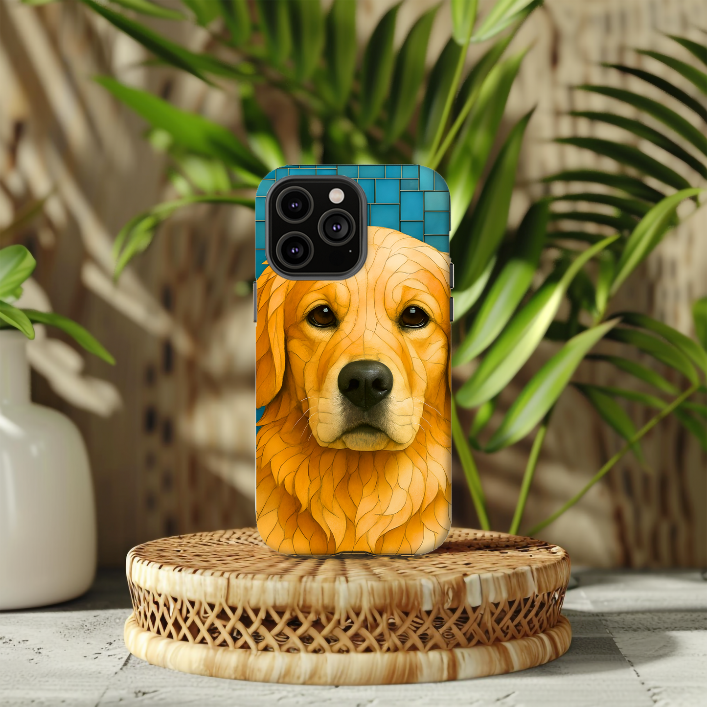 Golden Retriever Mosaic Phone Case, Dog Lover Gift, Protective iPhone Cover, Unique Pet Art, Animal Pattern Case