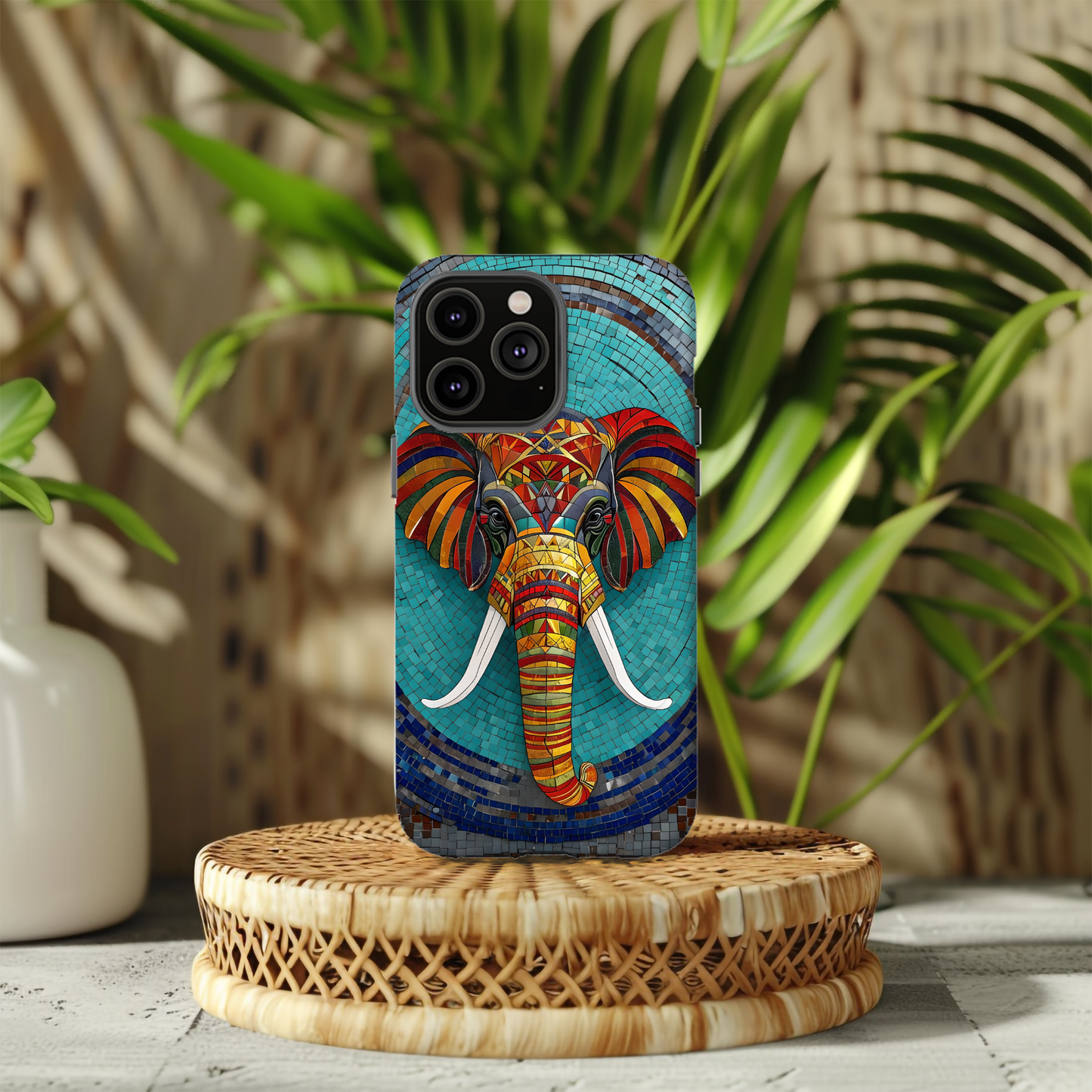 Artistic Elephant Phone Case, Elephant Case, Trendy iPhone Case, Elephant Lover Gift, Unique iPhone Case, Mosaic Design