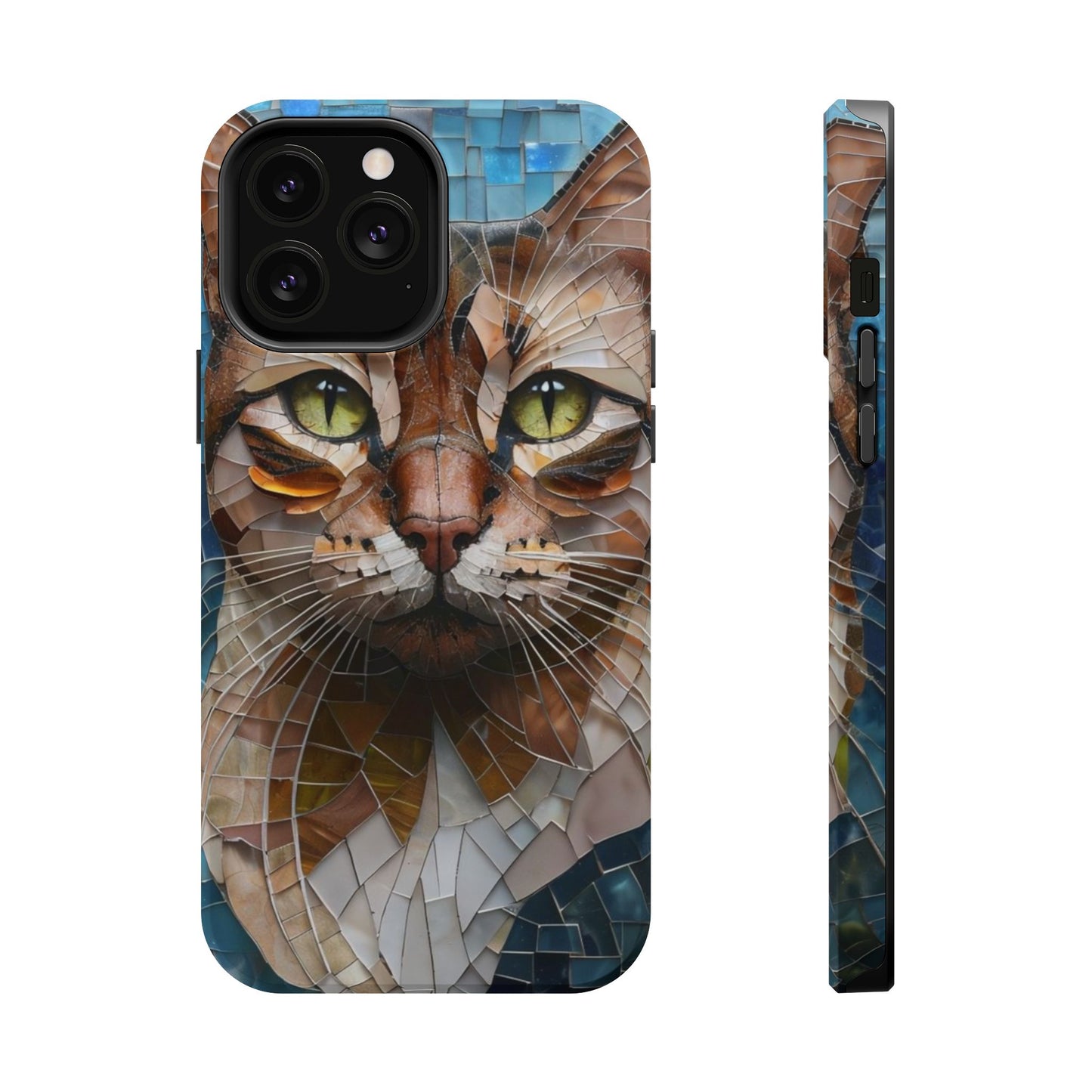Crazy Cat Lady iPhone Case, Stained Glass Cat, Mosaic Cat Face, Pet Phone Case, iPhone Cat Case, Cat Gift