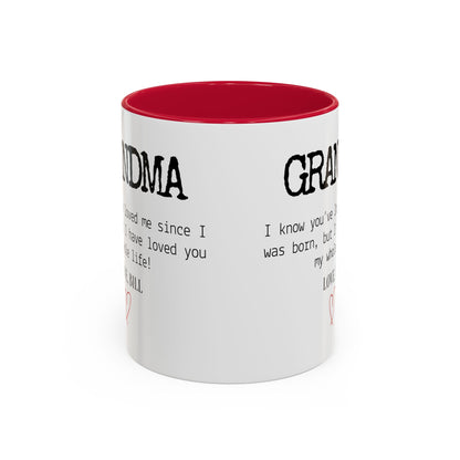 Personalized Grandma Mug, Gift from Grandchild, Custom Message Coffee Cup, Grandma Birthday Gift, Mother’s Day Mug, Sentimental Gift for Grandma