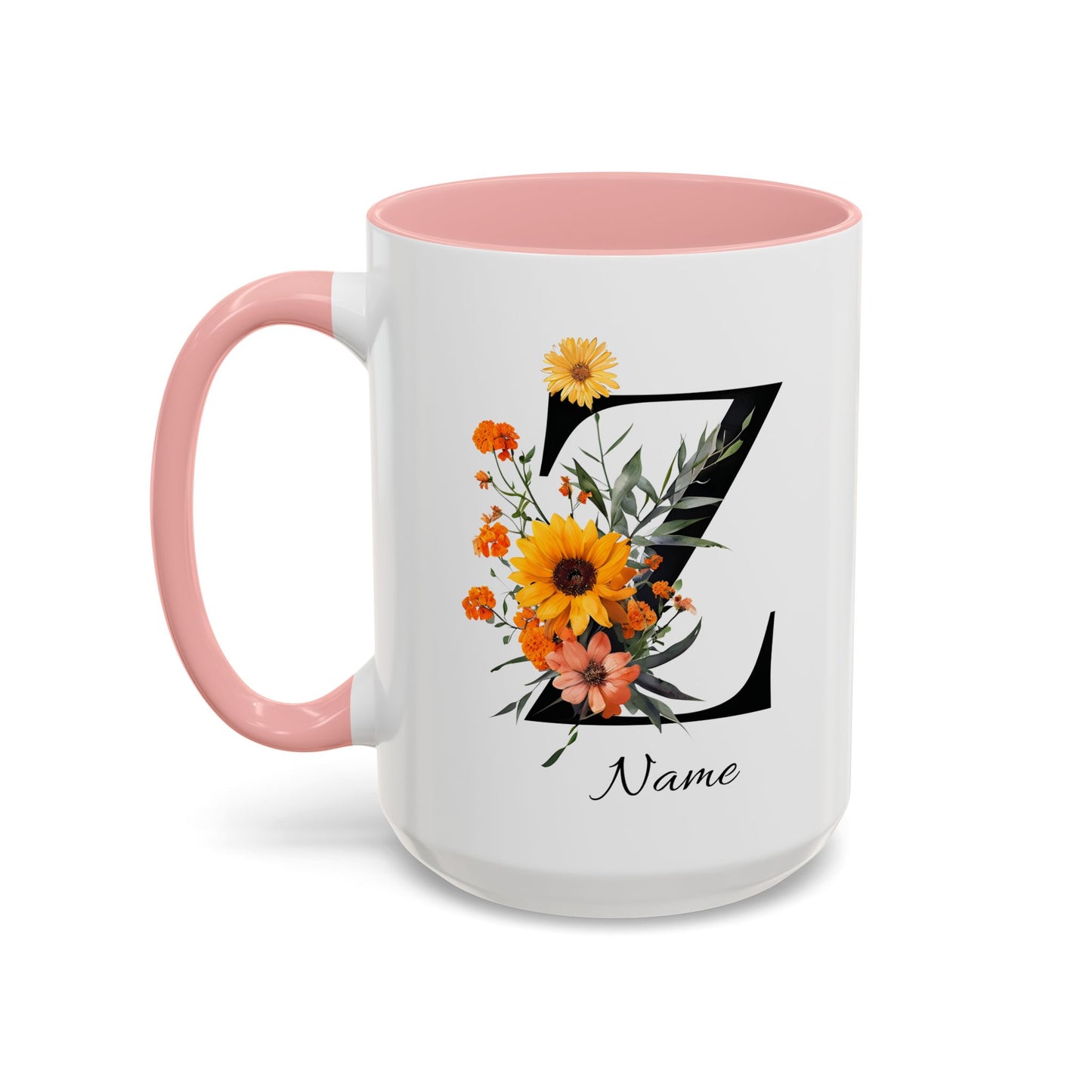 Personalized Floral Monogram - Letter Z - Elegant Accent Coffee Mug – Personalized Mothers Day Gift