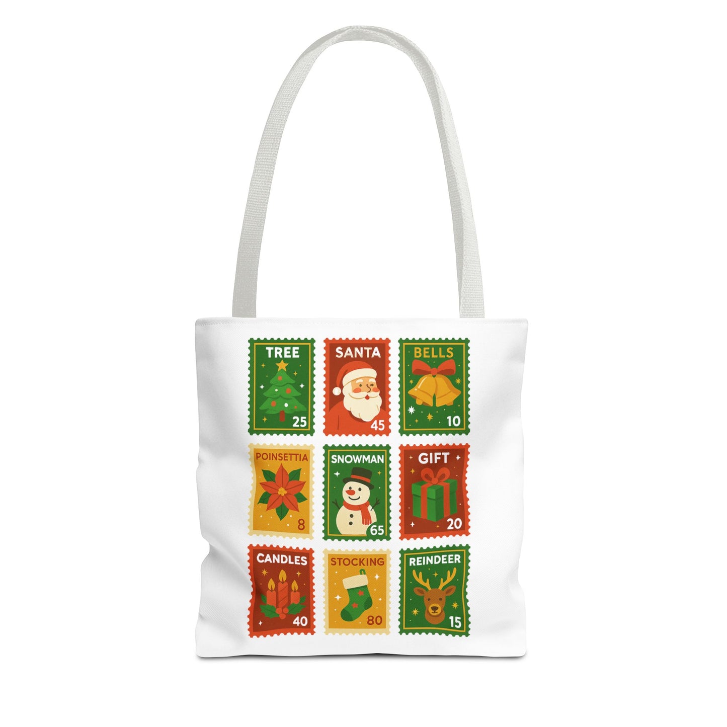 Festive Holiday Stamp Tote Bag, Xmas Gift Bag, Holiday Tote Bag, Custom Christmas Bag, Party Favor Gift Bag, Unique Gift Bag