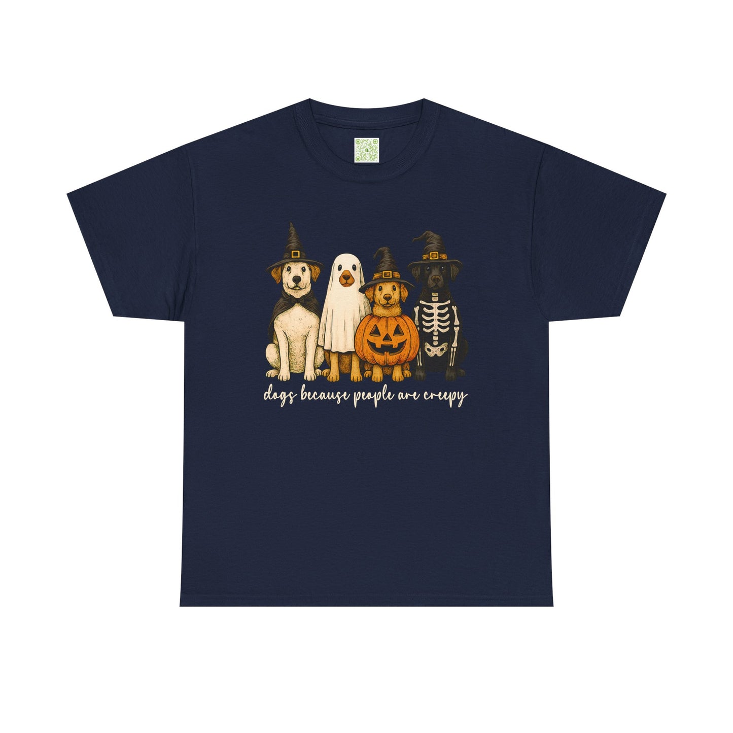 Woman wearing a maroon Halloween Dog Lovers Tee with a ghost, pumpkin, and dogs graphic.