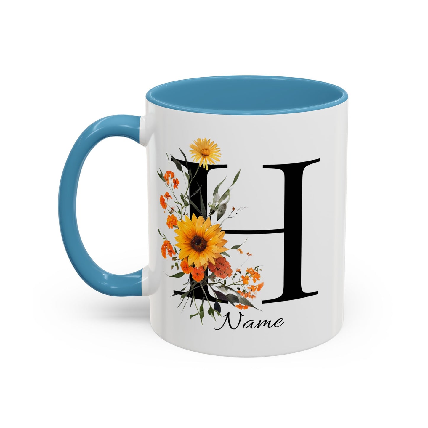 Personalized Floral Monogram - Letter H - Elegant Accent Coffee Mug – Personalized Mothers Day Gift