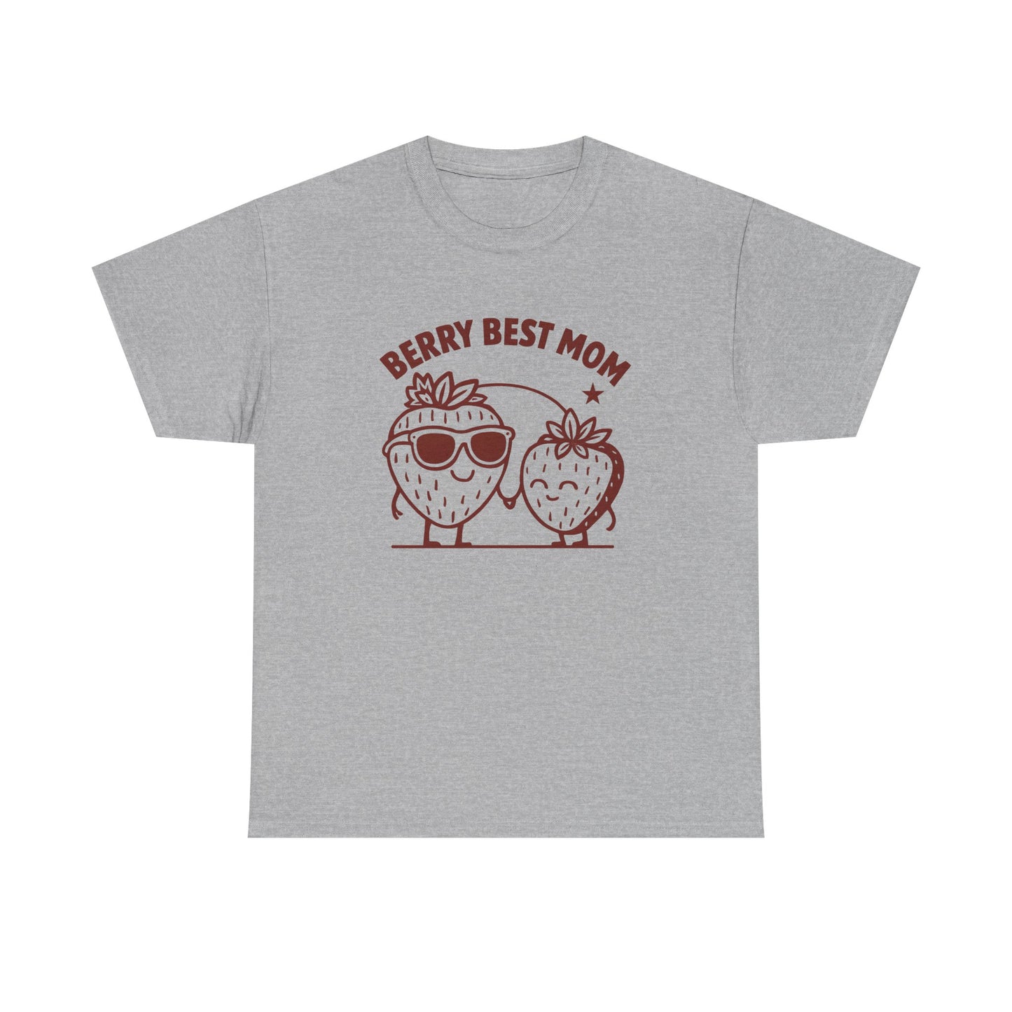 Berry Best Mom Heavy Cotton Tee, Cute Strawberry Design, Strawberry Shirt, 1st Mothers Day, Gifts for New Mom