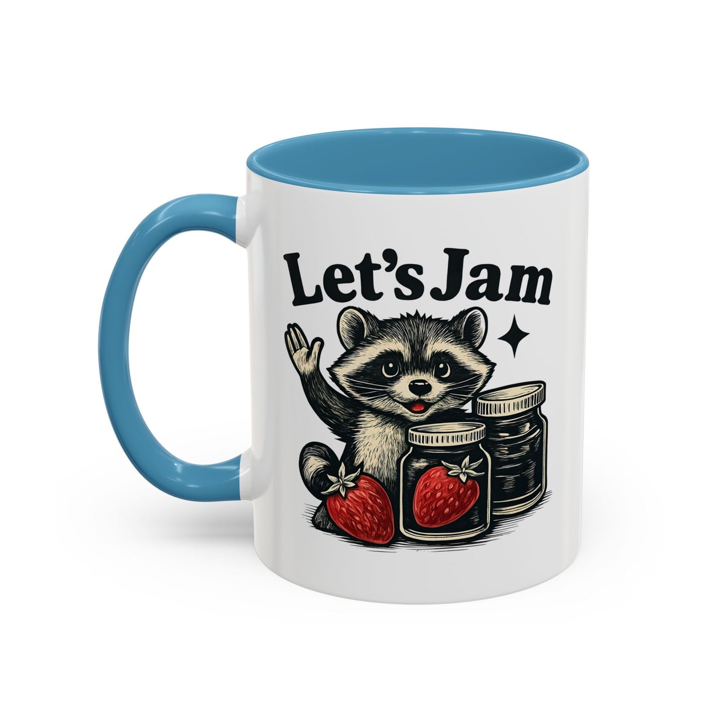 Let's Jam Raccoon Coffee Mug, Strawberry Mug, Cute Summer Mug, Raccoon Strawberry Mug, Funny Raccoon Mug, Trending Now