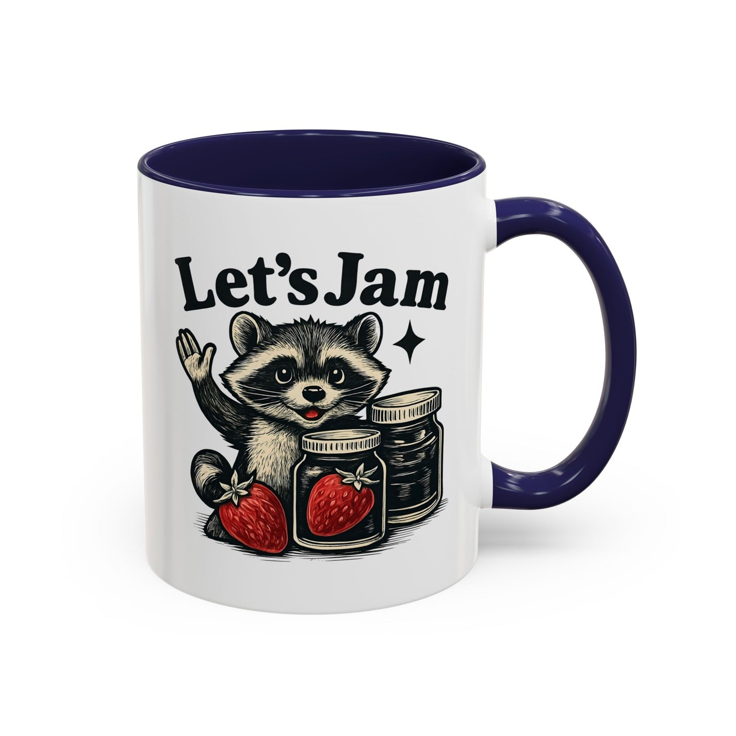 Let's Jam Raccoon Coffee Mug, Strawberry Mug, Cute Summer Mug, Raccoon Strawberry Mug, Funny Raccoon Mug, Trending Now