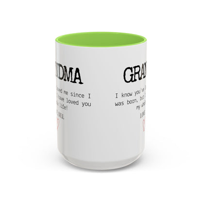 Personalized Grandma Mug, Gift from Grandchild, Custom Message Coffee Cup, Grandma Birthday Gift, Mother’s Day Mug, Sentimental Gift for Grandma