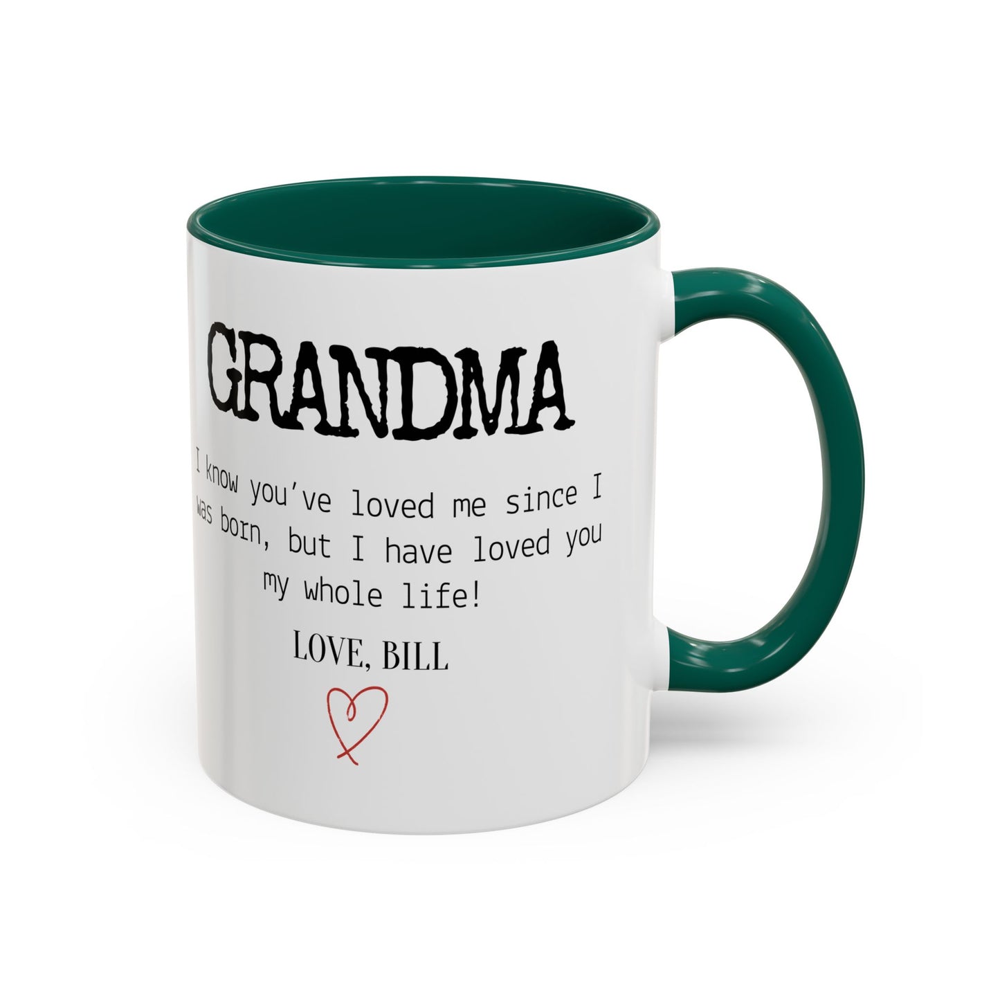 Personalized Grandma Mug, Gift from Grandchild, Custom Message Coffee Cup, Grandma Birthday Gift, Mother’s Day Mug, Sentimental Gift for Grandma