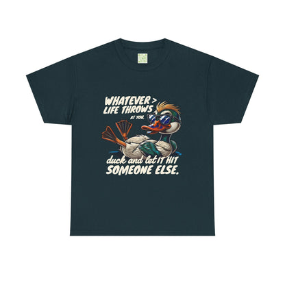 Funny Duck Quote T-Shirt, Unisex Heavy Cotton Tee, Quack Up Through Lifes Challenges