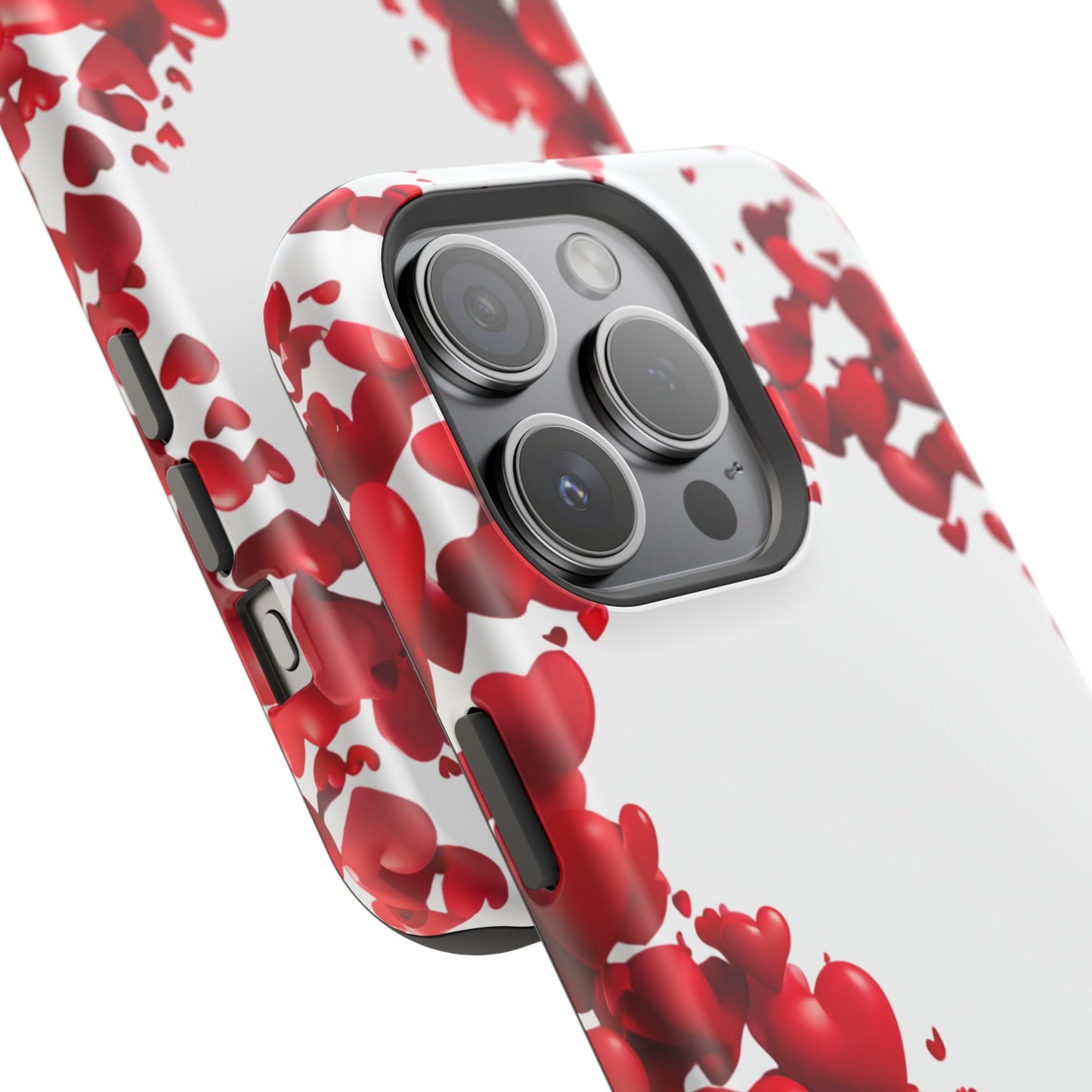 Heart-Shaped Heart Motif Magnetic Tough iPhone Case, Love Themed Phone Cover, Valentine's Day Gift,  Romantic Phone Case