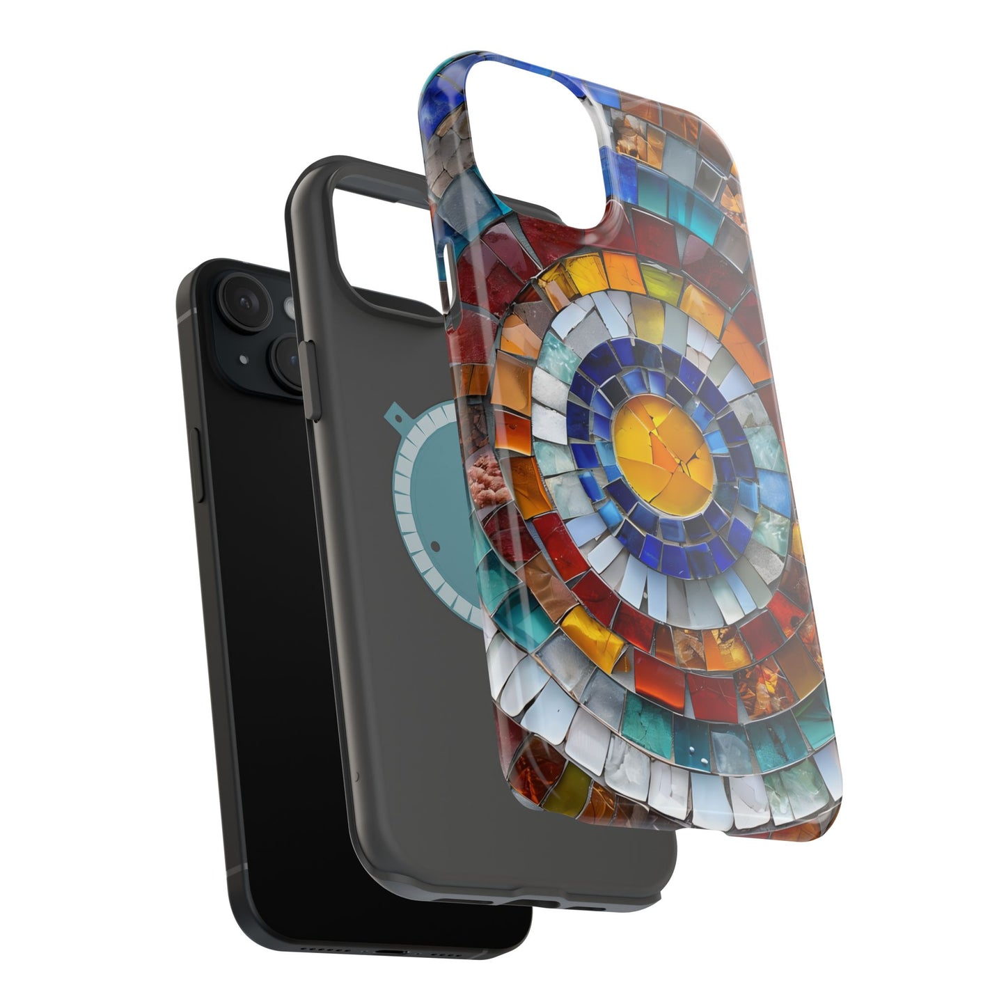 Magnetic Mosaic Phone Case, Trendy iPhone Case, Unique Design, Faux Stained Glass, Custom Phone Cover, Wireless Charging