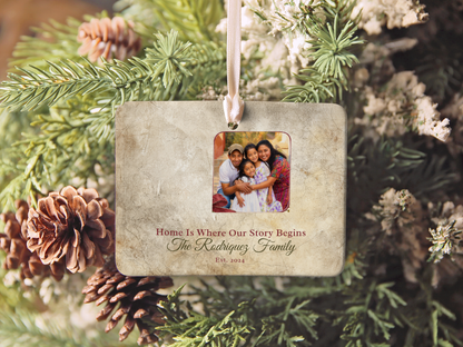 First Christmas Family of Three Ornament, Personalized Family Name Ornament, Family Christmas Ornament, Ceramic Keepsake