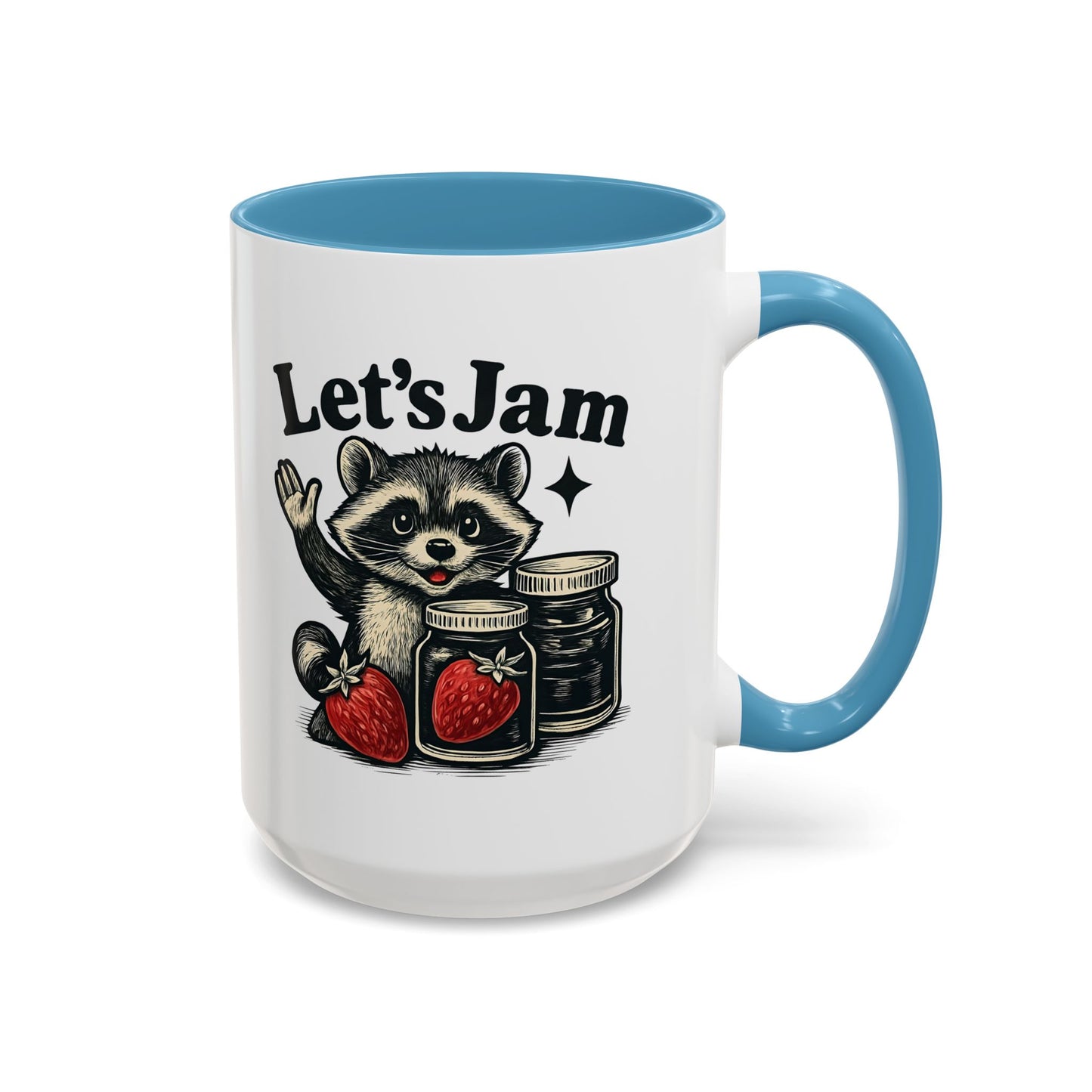 Let's Jam Raccoon Coffee Mug, Strawberry Mug, Cute Summer Mug, Raccoon Strawberry Mug, Funny Raccoon Mug, Trending Now