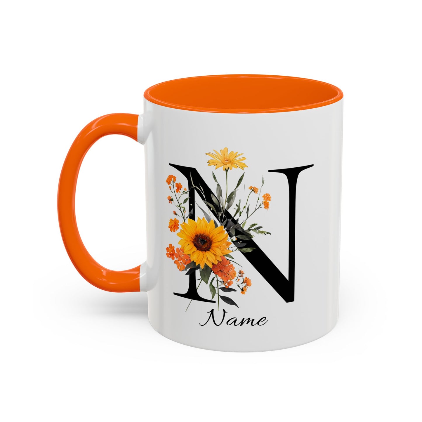 Personalized Floral Monogram - Letter N - Elegant Accent Coffee Mug – Personalized Mothers Day Gift