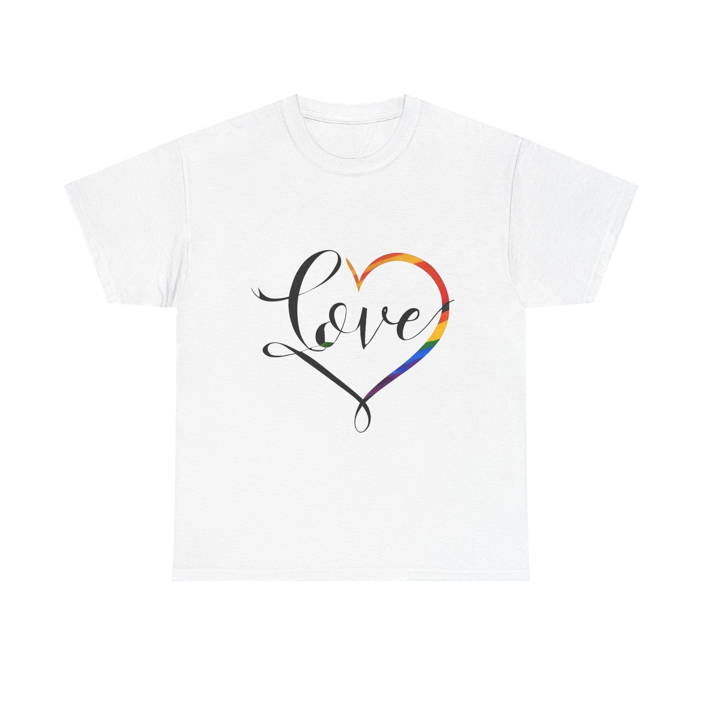 Rainbow Love T-Shirt, Unisex Garment-Dyed Tee, LGBTQ+ Pride Apparel, Gift for Couples, Casual Love T-Shirt