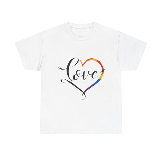 Rainbow Love T-Shirt, Unisex Garment-Dyed Tee, LGBTQ+ Pride Apparel, Gift for Couples, Casual Love T-Shirt