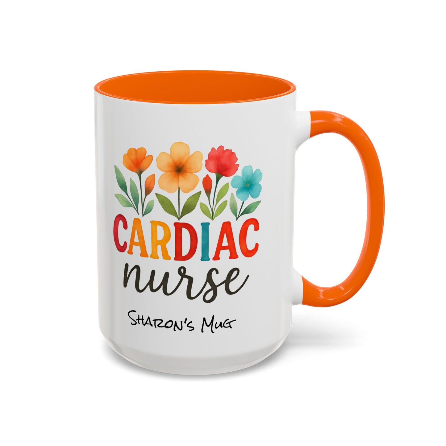Cardiac Nurse Floral Watercolor Accent Coffee Mug, CVICU Nurse Mug, Cardiac Nurse Gifts, Cardiac ICU Nurse