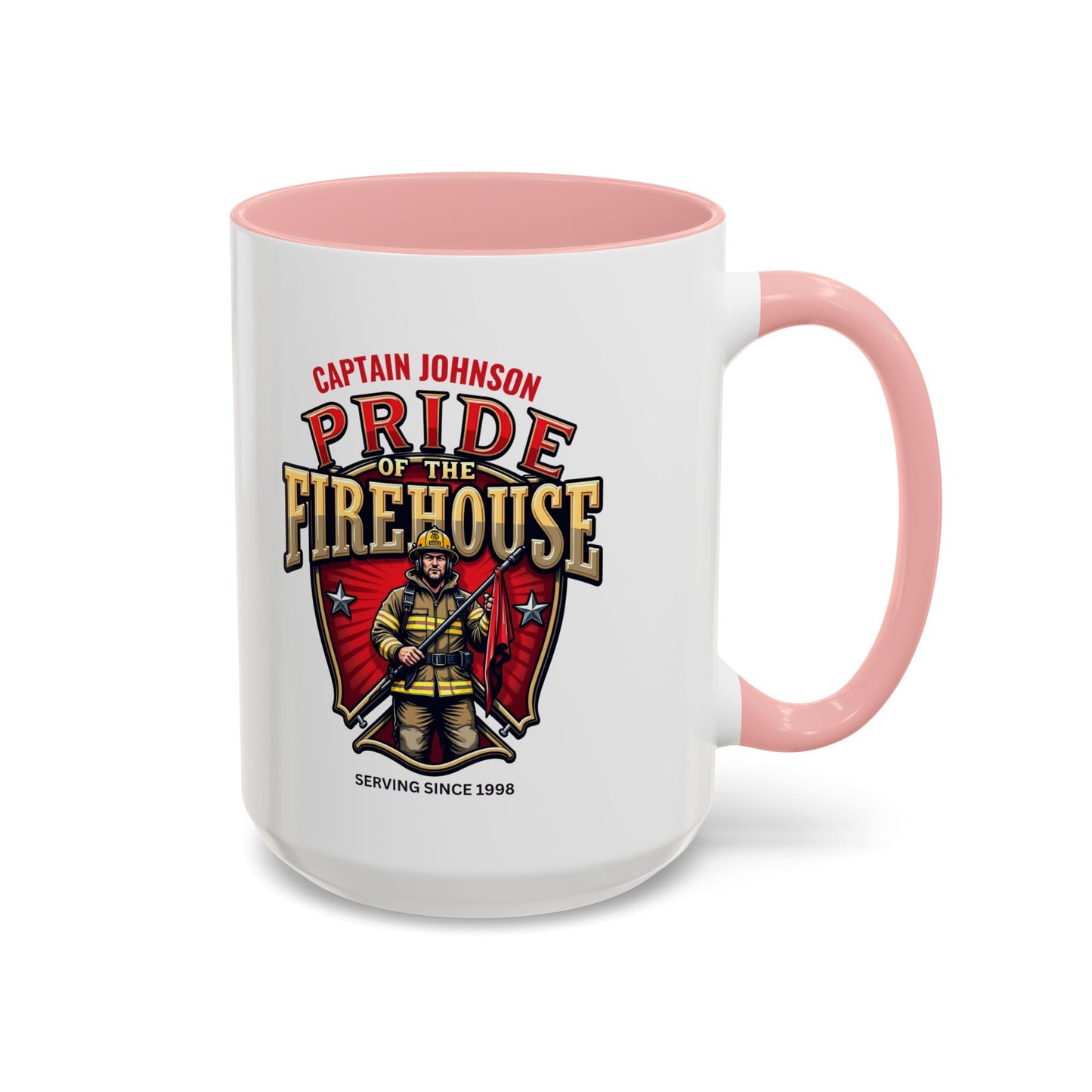 Personalized Pride of the Firehouse Shield Mug, Fire Department, Fire Fighter Gift, Firefighter Mug, Firefighter Dad Gift