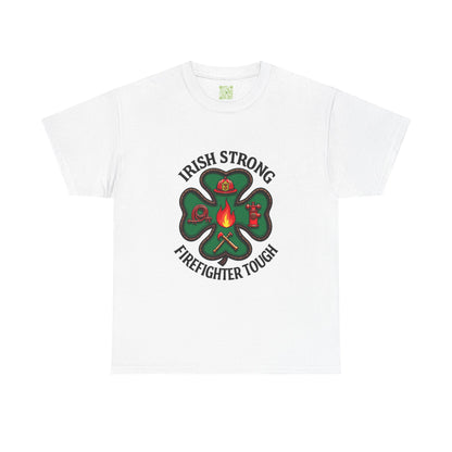Irish Strong Firefighter Tough Unisex Heavy Cotton Tee, St. Patrick's Day Gift, Firefighter Apparel, Irish Pride Shirt, Unisex Tee