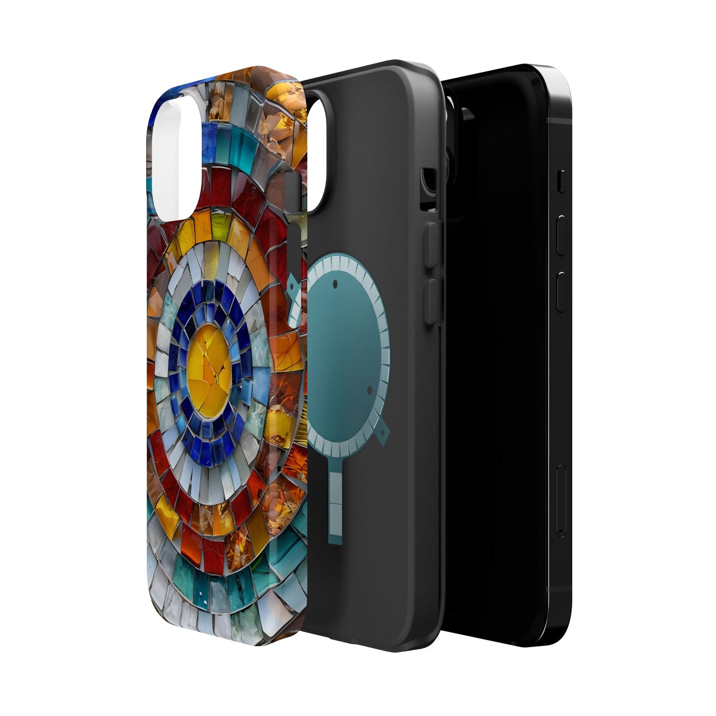 Magnetic Mosaic Phone Case, Trendy iPhone Case, Unique Design, Faux Stained Glass, Custom Phone Cover, Wireless Charging