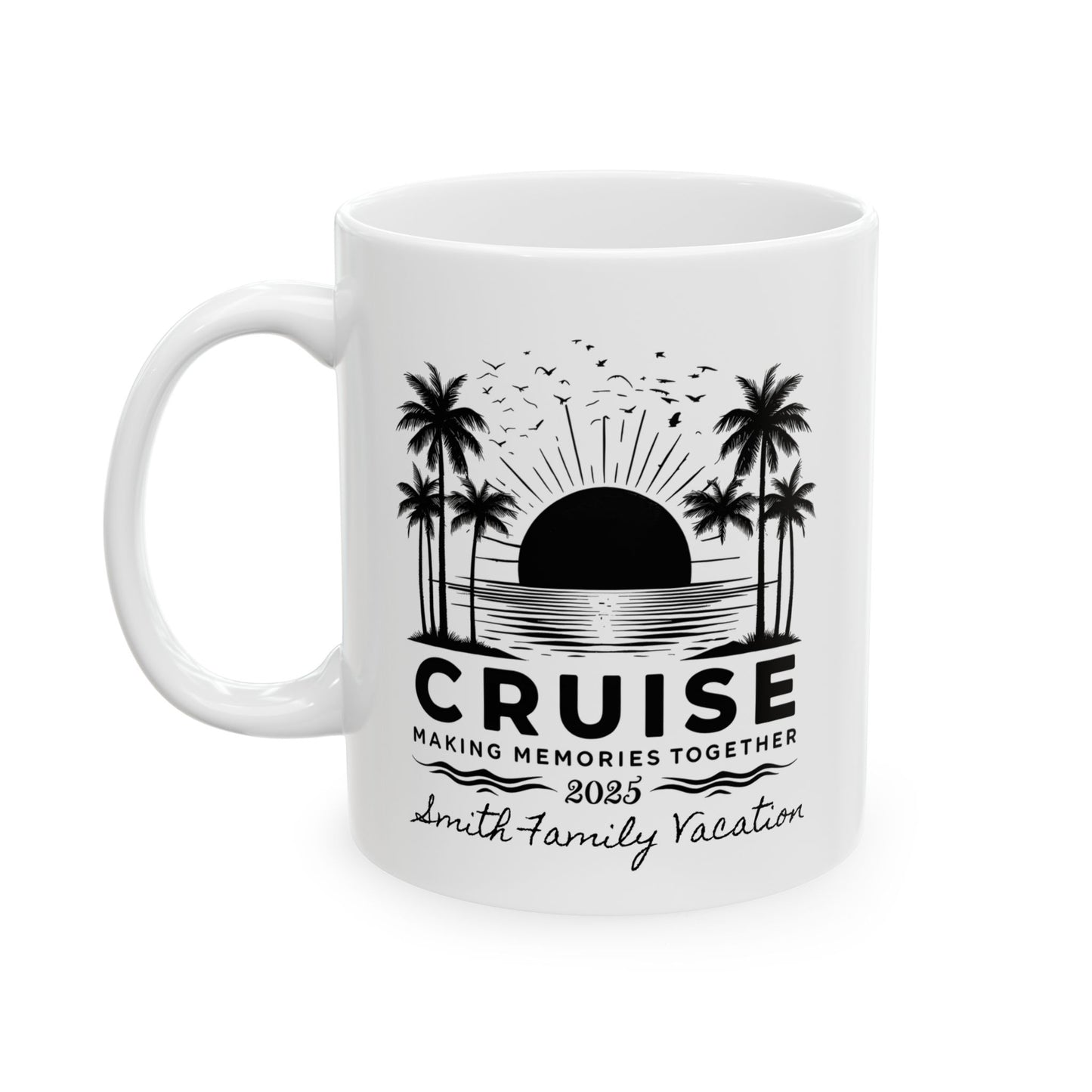 Personalized Tropical Cruise Mug, Ceramic Mug, Cruise Cup, Cruise Ship Cup, Travel Enthusiast Gift, Family Reunion Gift, Bachelorette Cruise