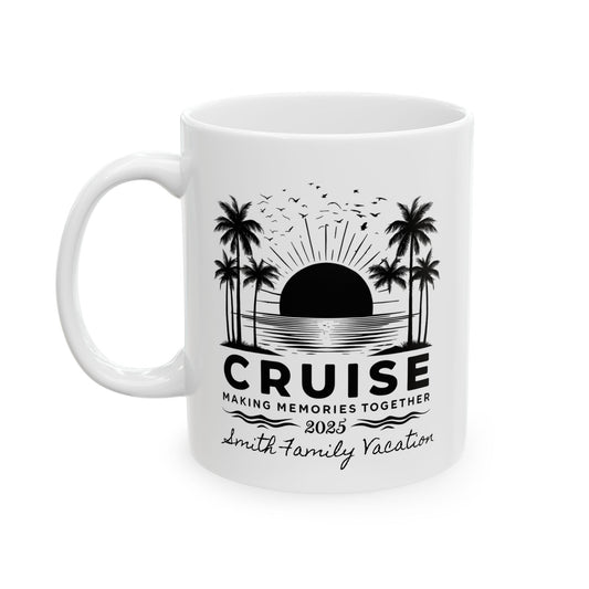 Personalized Tropical Cruise Mug, Ceramic Mug, Cruise Cup, Cruise Ship Cup, Travel Enthusiast Gift, Family Reunion Gift, Bachelorette Cruise