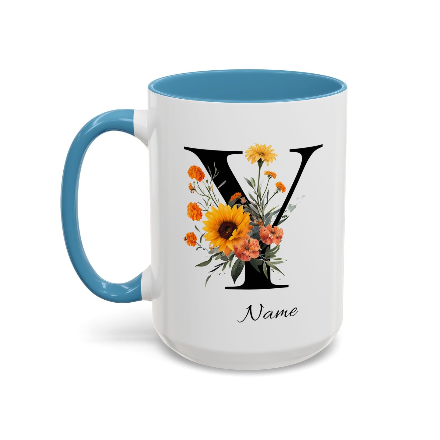 Personalized Floral Monogram - Letter Y - Elegant Accent Coffee Mug – Personalized Mothers Day Gift