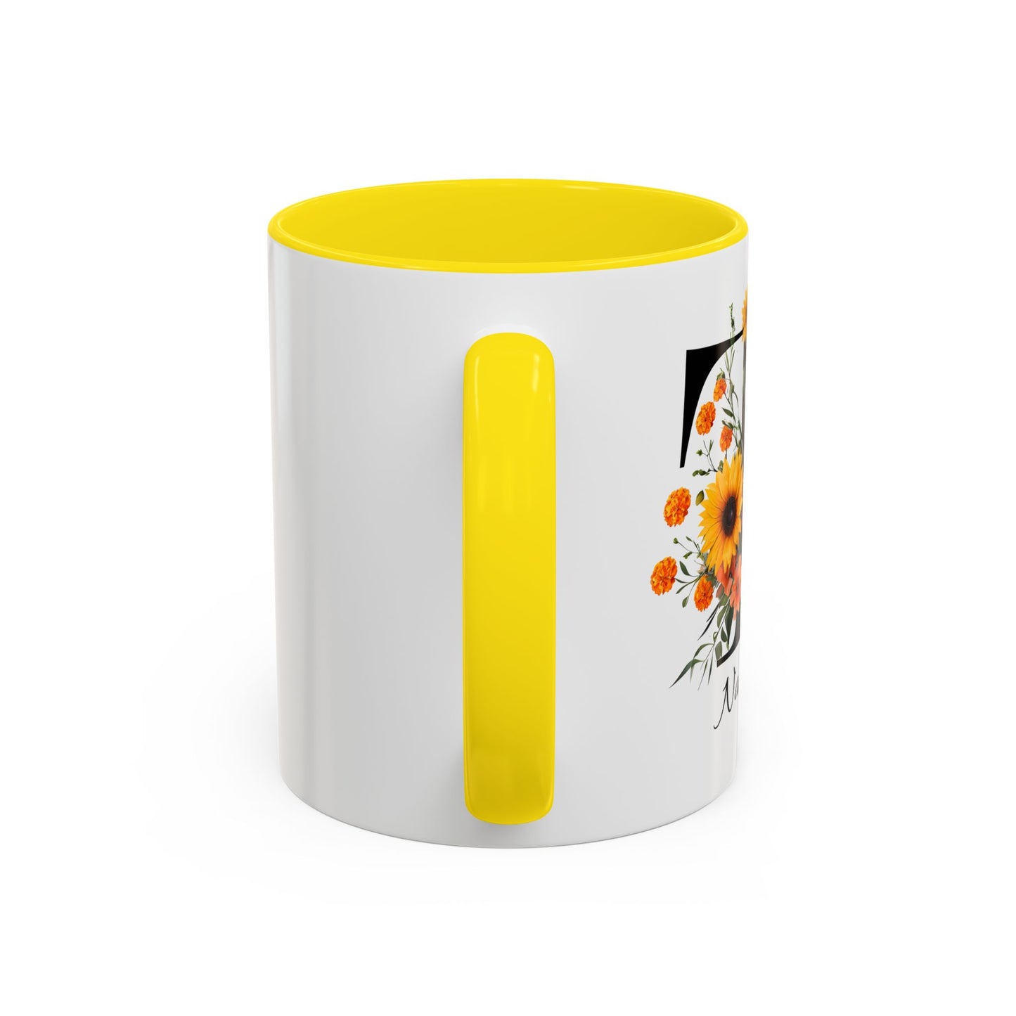 Personalized Floral Monogram - Letter T - Elegant Accent Coffee Mug – Personalized Mothers Day Gift