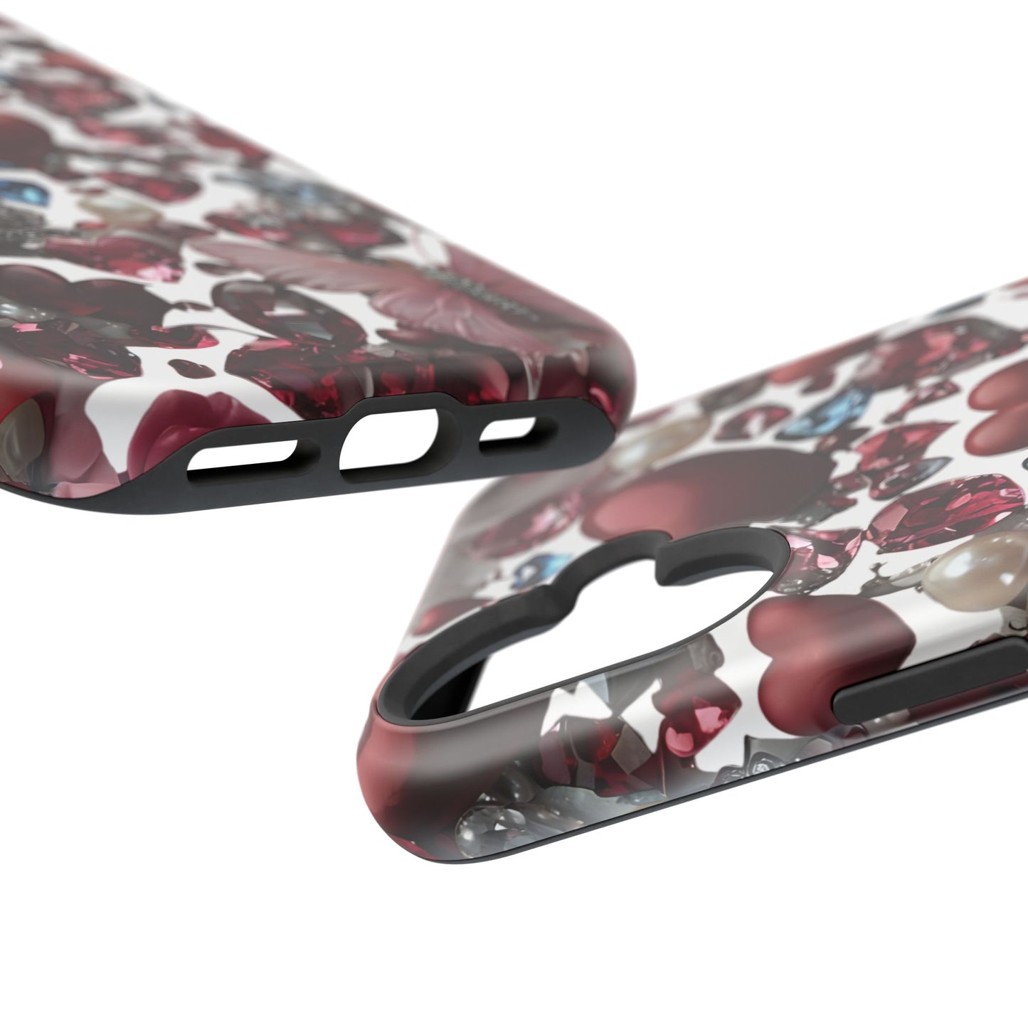 Romantic Floral Hearts Magnetic Tough iPhone Case -  Durable Phone Case for Gifts, Valentine's Day, Birthday, Anniversary, Cute Accessories