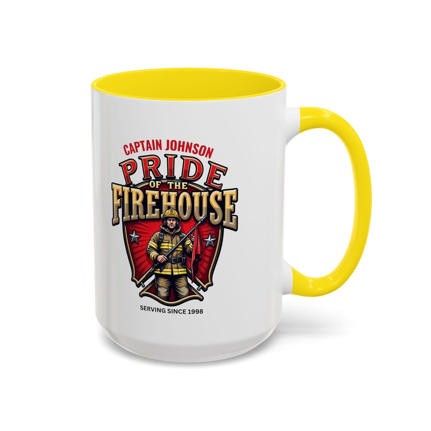 Personalized Pride of the Firehouse Shield Mug, Fire Department, Fire Fighter Gift, Firefighter Mug, Firefighter Dad Gift