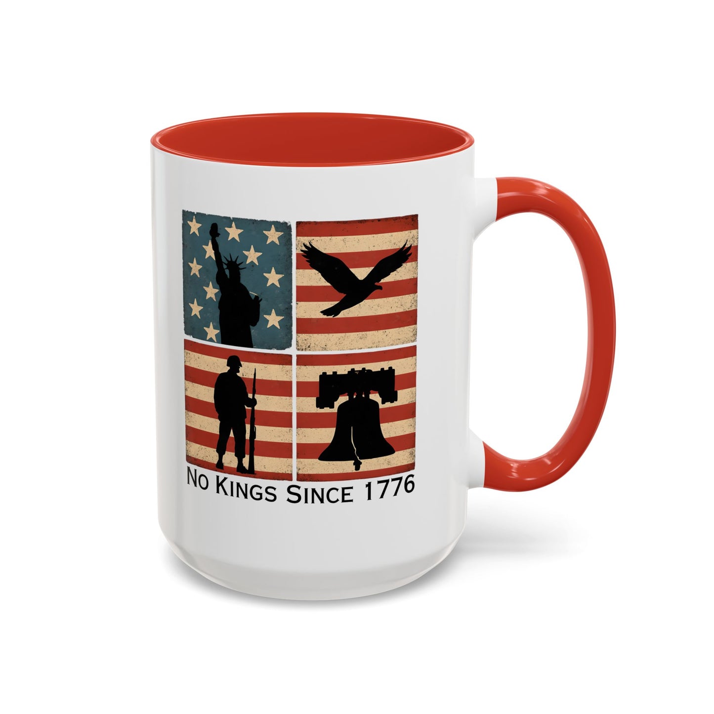 No Kings Since 1776 Coffee Mug, Fourth of July Gift, Retro American Flag Mug, Land of the Free, Military Veteran Gift
