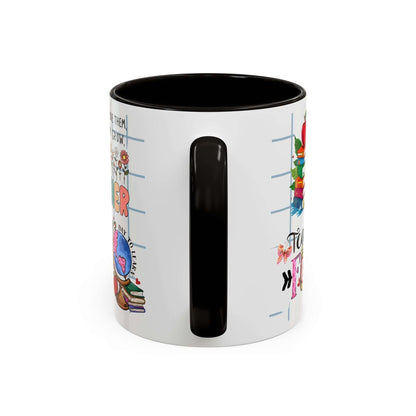 Colorful Teacher Appreciation Coffee Mug featuring inspiring quotes and illustrations, perfect gift for educators.