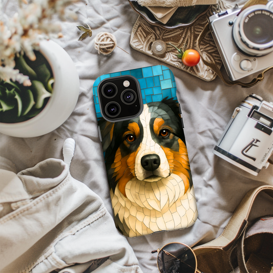 Australian Shepherd Mosaic Phone Case, iPhone Dog Case, Dog Lover Gift, Shepherd Dog Cover, Dog Phone Protector