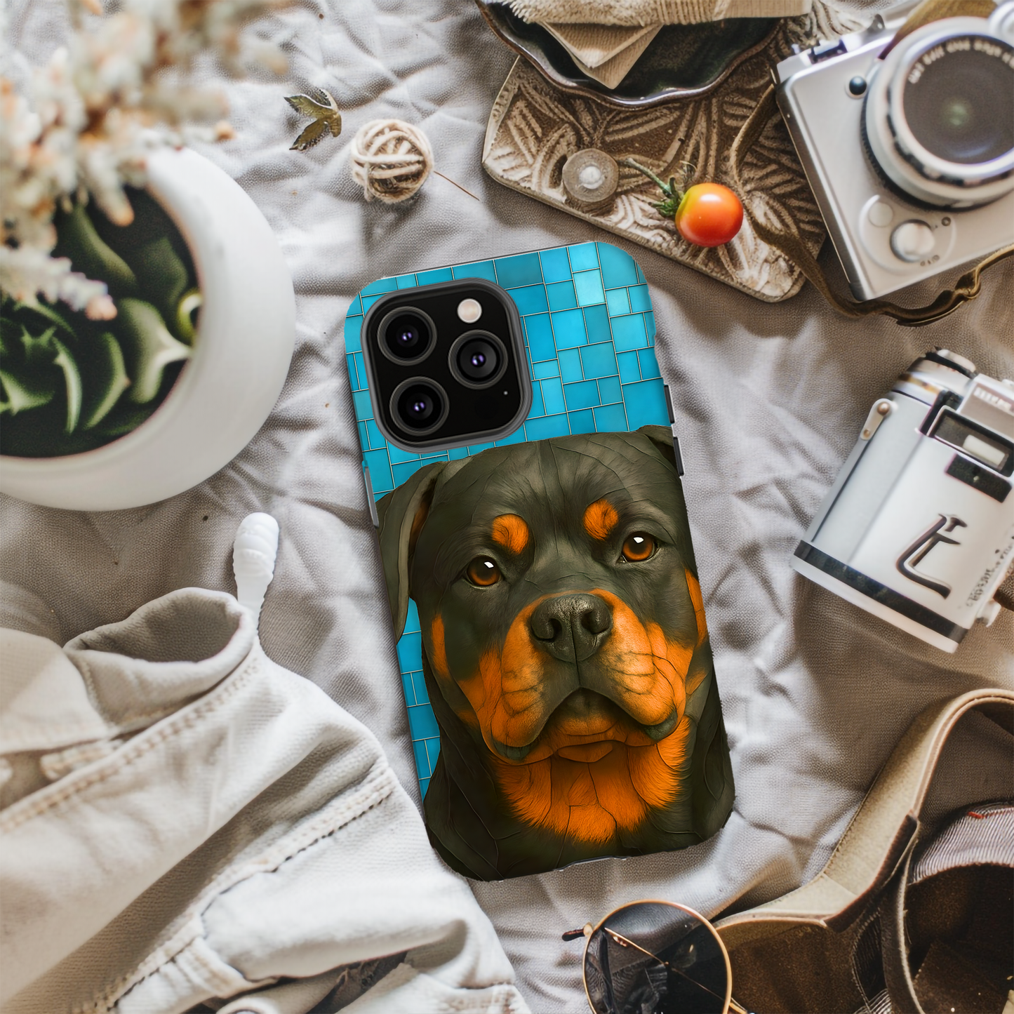Rottweiler Mosaic Phone Case, Rottie Mama Phone Cover, Rottweiler Mama Gift, Dog Lover Gift, iPhone Dog Case