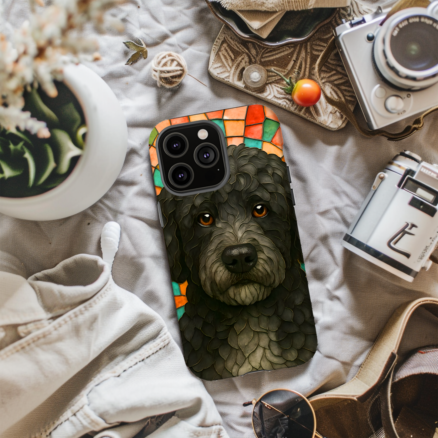 Portuguese Water Dog Mosaic Phone Case, Dog iPhone Case, Portie Dog Phone Case, Dog Lover Gift, Dog Phone Accessory