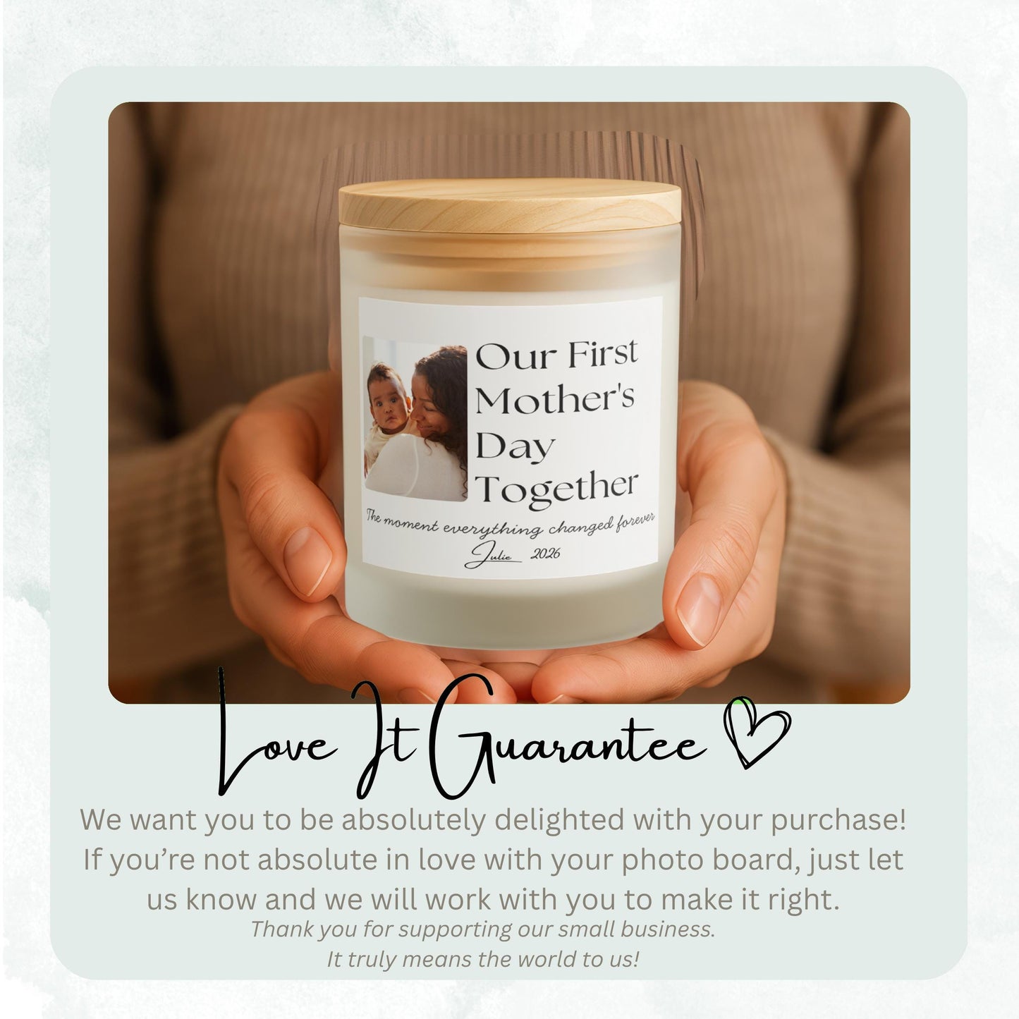 Our First Mother's Day Together Personalized Frosted Candle, Cozy New Mom Keepsake Gift, Custom Frosted Soy Candle, 8 oz