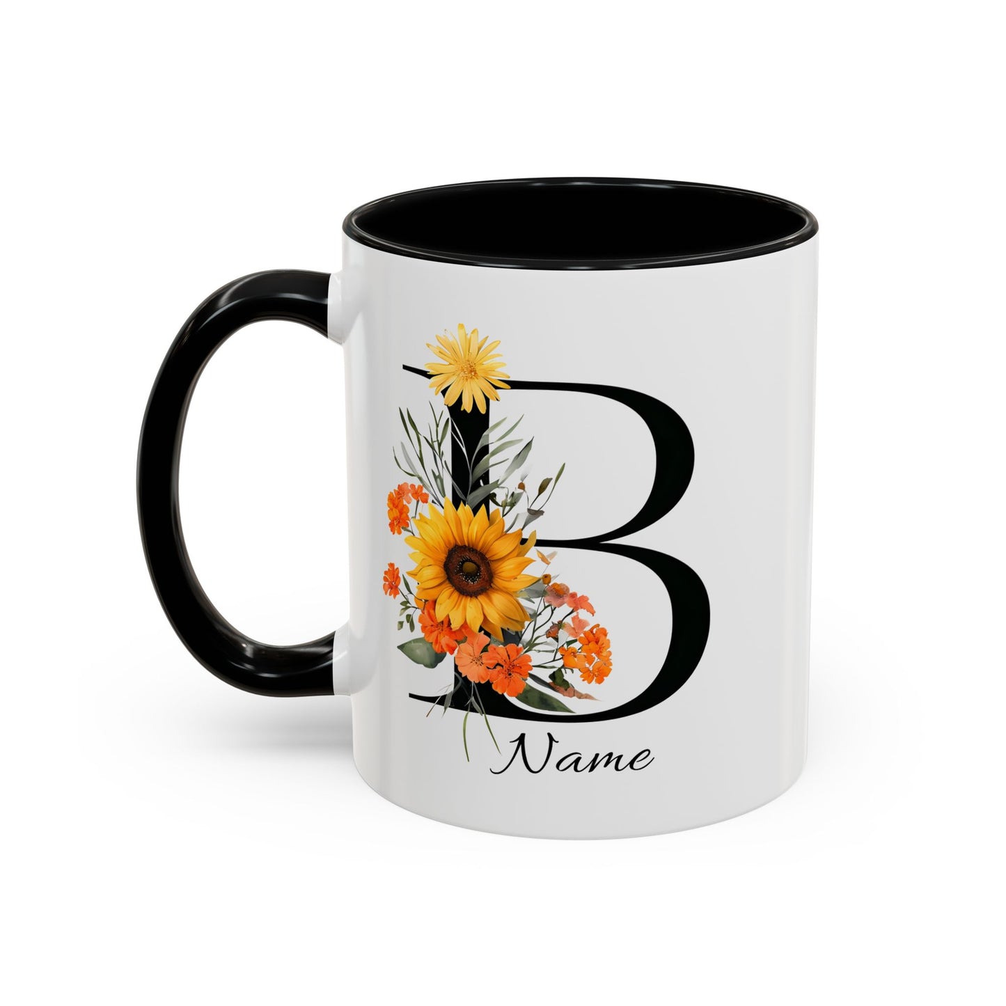 Personalized Floral Monogram - Letter B - Elegant Accent Coffee Mug – Personalized Mothers Day Gift