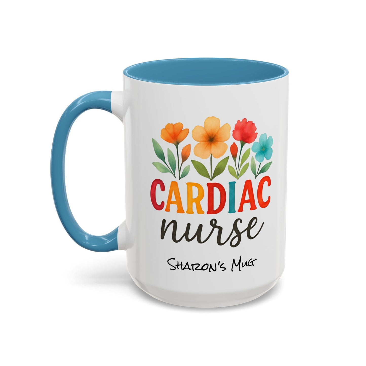 Cardiac Nurse Floral Watercolor Accent Coffee Mug, CVICU Nurse Mug, Cardiac Nurse Gifts, Cardiac ICU Nurse