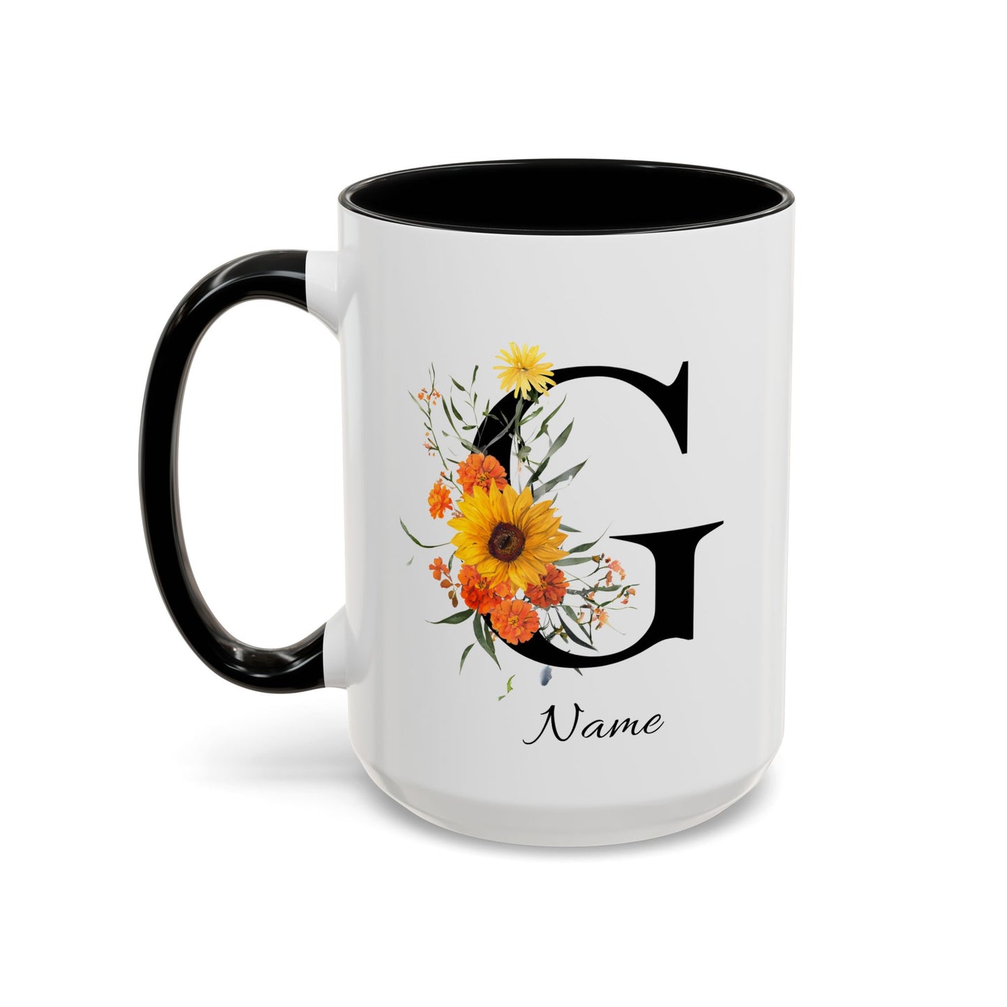 Personalized Floral Monogram - Letter G - Elegant Accent Coffee Mug – Personalized Mothers Day Gift