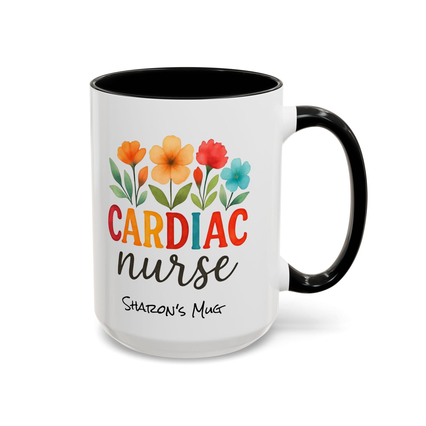 Cardiac Nurse Floral Watercolor Accent Coffee Mug, CVICU Nurse Mug, Cardiac Nurse Gifts, Cardiac ICU Nurse