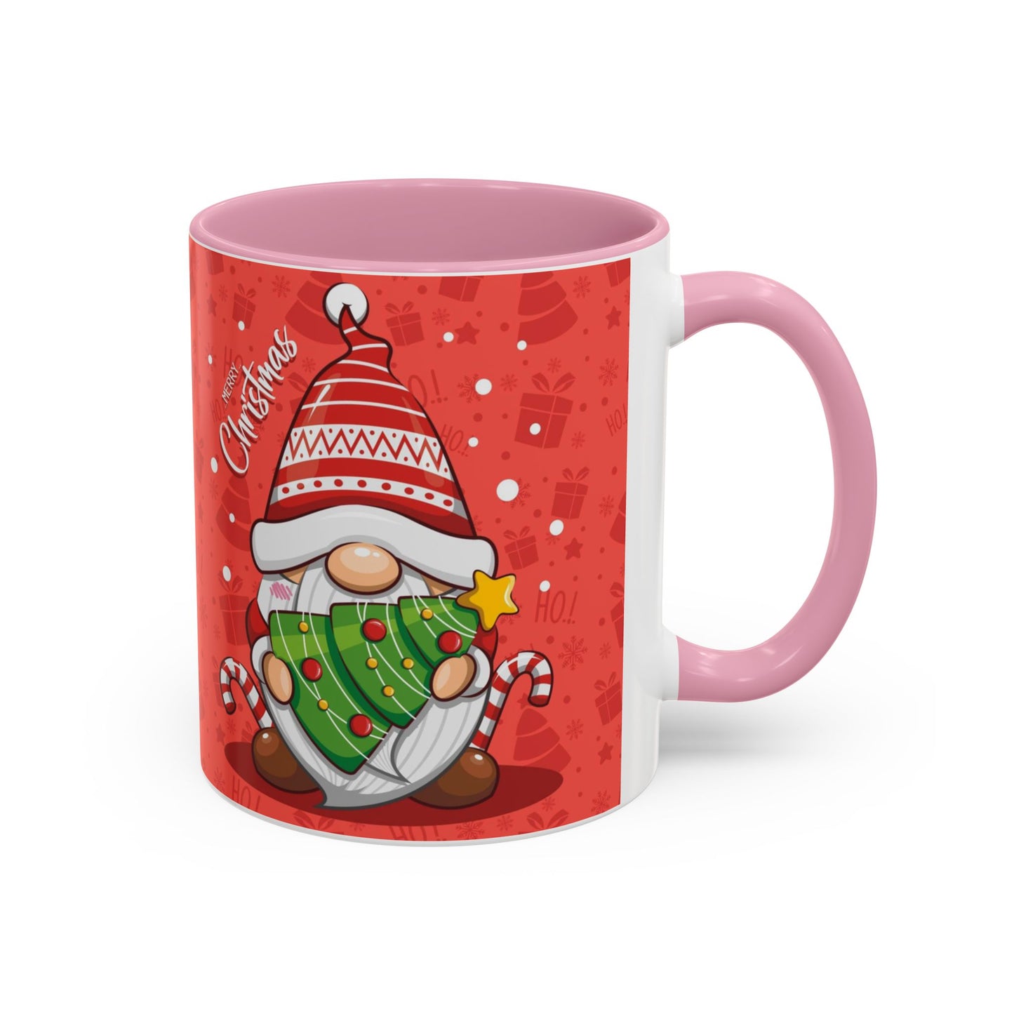 Christmas Tree Gnome, Red Christmas Gnome Mug with Tree and Candy Canes, Festive Holiday Coffee Cup, Cute Gnome Lover Gift, Winter Cocoa Mug, Christmas Kitchen Decor