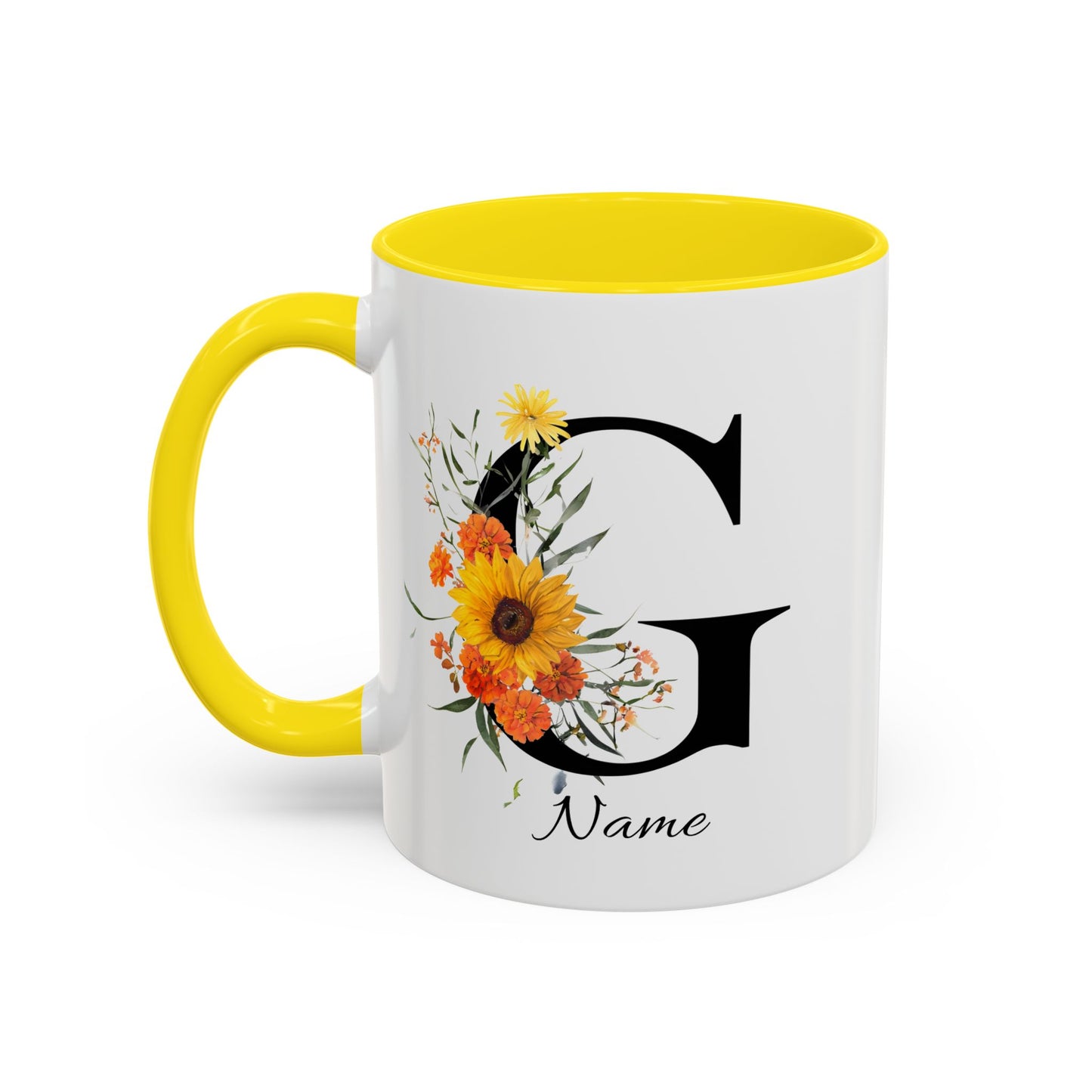 Personalized Floral Monogram - Letter G - Elegant Accent Coffee Mug – Personalized Mothers Day Gift