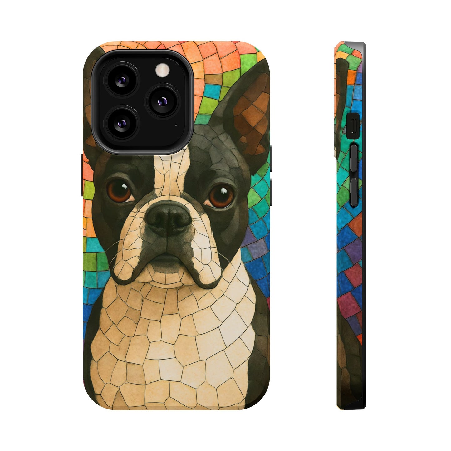 Boston Terrier Mosaic Phone Case, Boston Terrier Dog, Dog Phone Case, iPhone Dog Case, Dog Lover, Gift for Dog Lovers