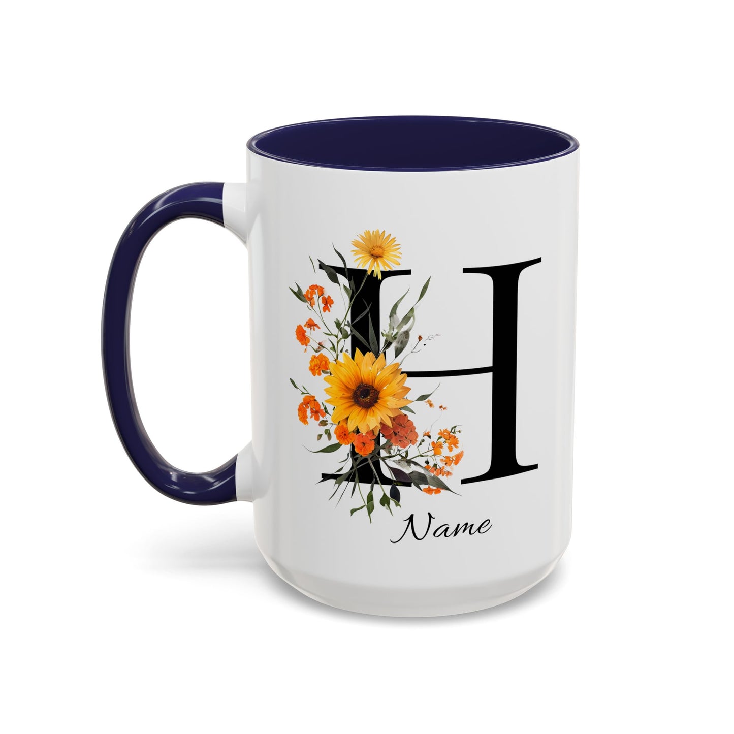 Personalized Floral Monogram - Letter H - Elegant Accent Coffee Mug – Personalized Mothers Day Gift